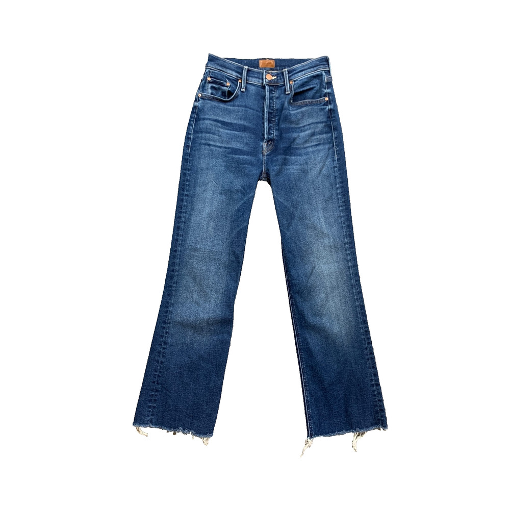 Mother Jeans Womens 25 Denim Tripper Ankle Fray Flare Button Fly Raw Hem Stretch